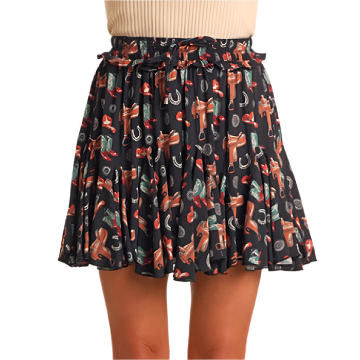 * Rock & Roll Denim Women's Godet Western Print Miniskirt - FINAL SALE WOMEN - Clothing - Skirts Panhandle