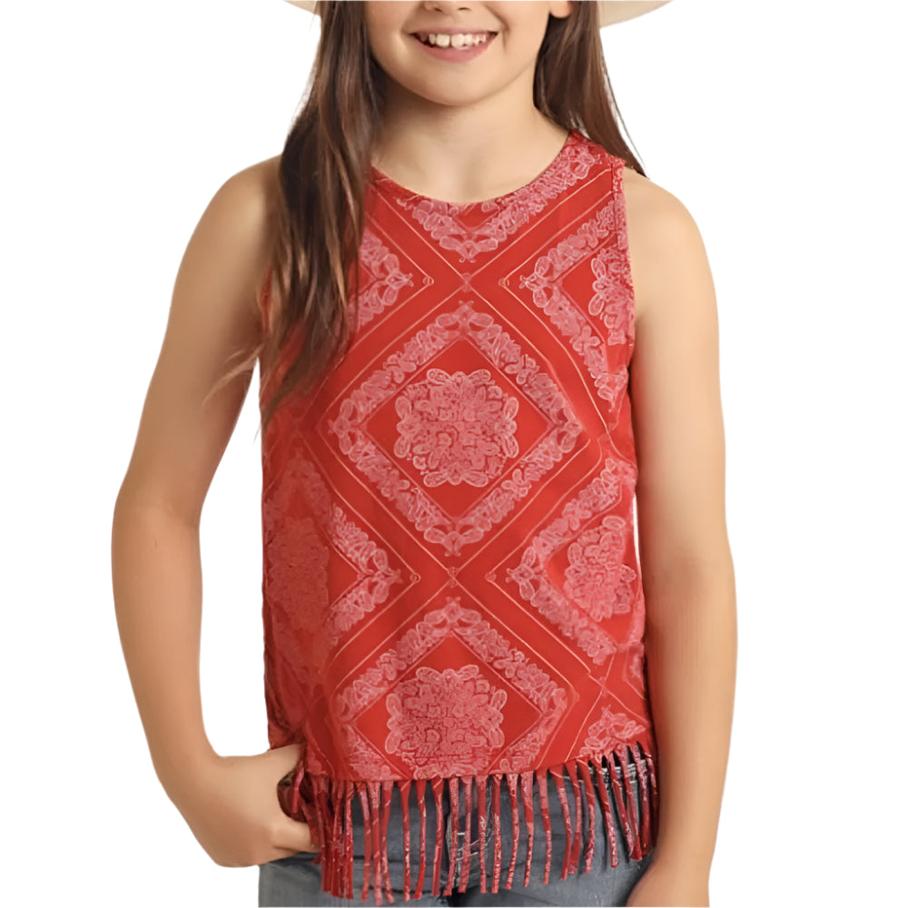 Rock & Roll Girl's Bandana Fringe Tank Top KIDS - Girls - Clothing - Tops - Sleeveless Tops Panhandle