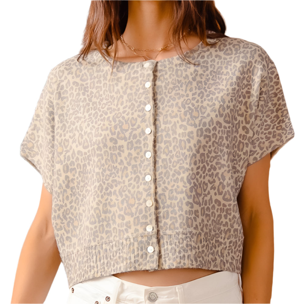 Vintage Leopard Print Sweater Vest Top WOMEN - Clothing - Outerwear - Vests So Me