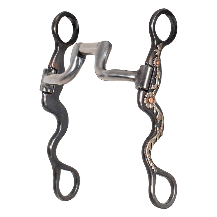 Classic Equine BitLogic 8" Blued Iron Cavalry Cheek Square Hinge Port Bit Tack - Bits Classic Equine
