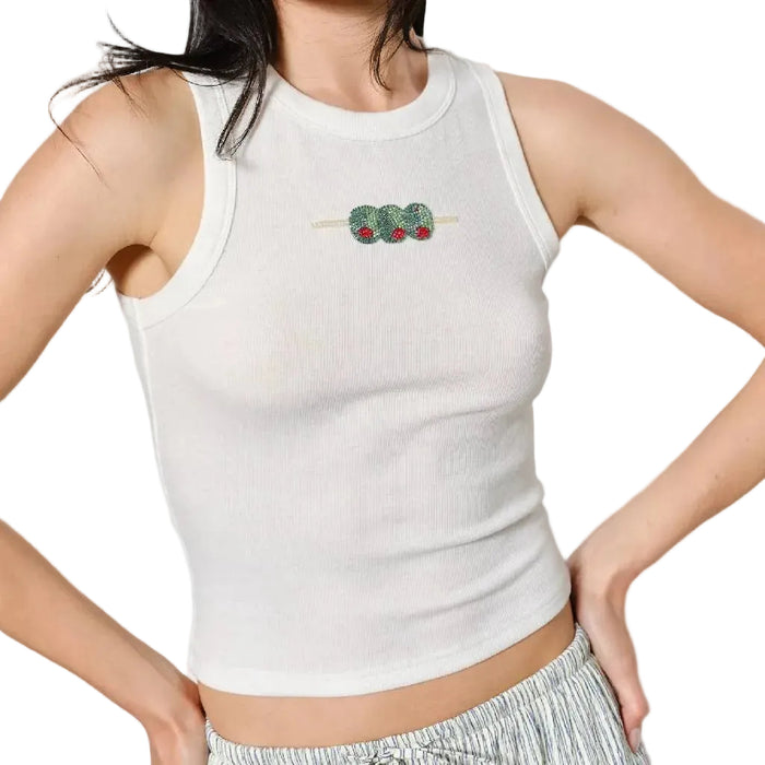 Ozzy Olive Beaded Tank WOMEN - Clothing - Tops - Sleeveless Pretty Garbage