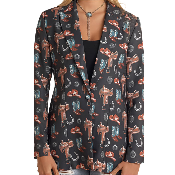 * Rock & Roll Denim Women's Western Print Blazer - FINAL SALE WOMEN - Clothing - Sweaters & Cardigans Panhandle