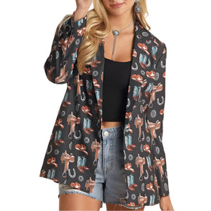 Rock & Roll Denim Women's Western Print Blazer WOMEN - Clothing - Sweaters & Cardigans Panhandle