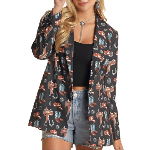 * Rock & Roll Denim Women's Western Print Blazer - FINAL SALE WOMEN - Clothing - Sweaters & Cardigans Panhandle