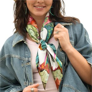 Fringe Scarves "Cactus Blooms" Long Wild Rag ACCESSORIES - Additional Accessories - Wild Rags & Scarves Fringe Scarves