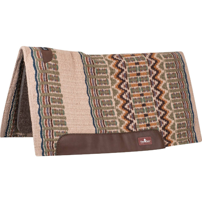 Classic Equine Classic Wool Top Pad - 34"x38" Tack - Saddle Pads Classic Equine Latte/Navy