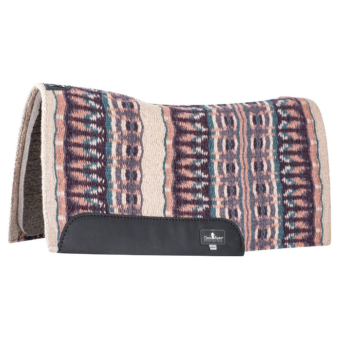 Classic Equine Contour Wool Top Felt Pad - 32"x34" Tack - Saddle Pads Classic Equine Latte/Peacock 1/2"