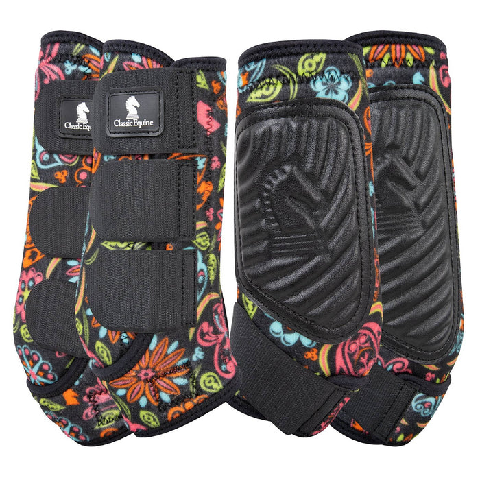 Classic Equine ClassicFit Boots - Full Set Tack - Leg Protection Classic Equine Neon Flower S