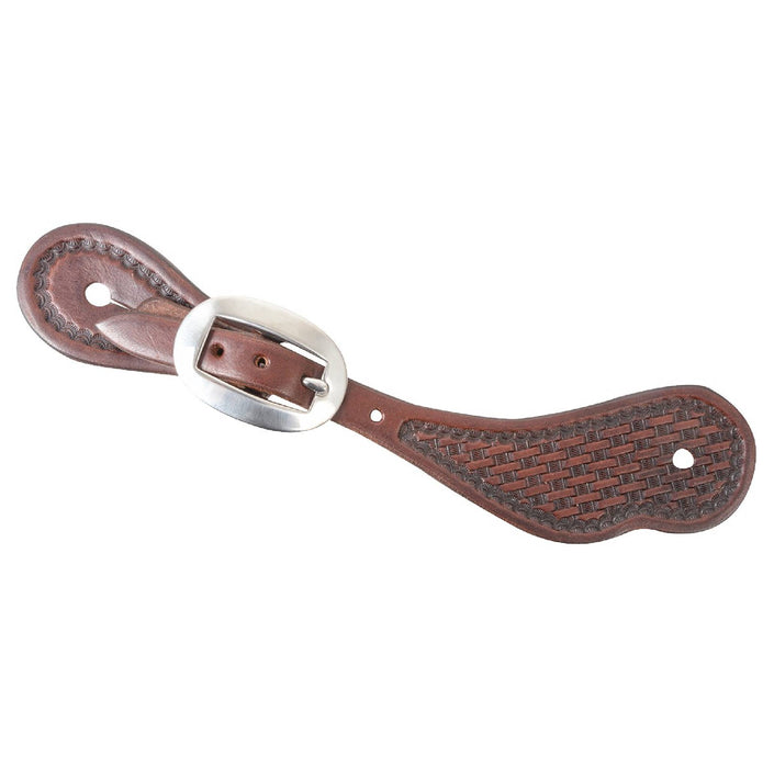 Martin Saddlery Mini-Basket Weave Cowboy Spur Strap Tack - Spur Straps Martin Saddlery Chocolate M