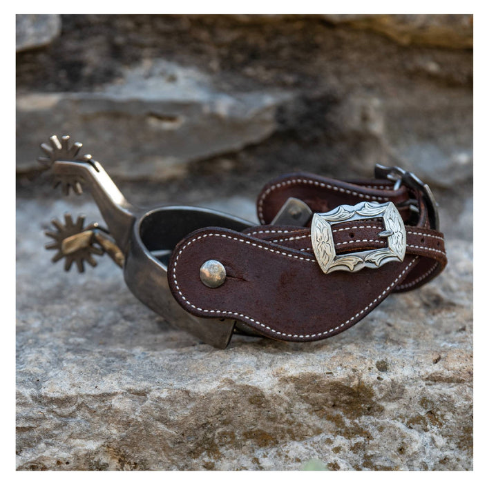 Martin Saddlery Cowboy Spur Straps w/Bandera Buckles Tack - Spur Straps Martin Saddlery Chocolate Roughout w/Presscott Buckle
