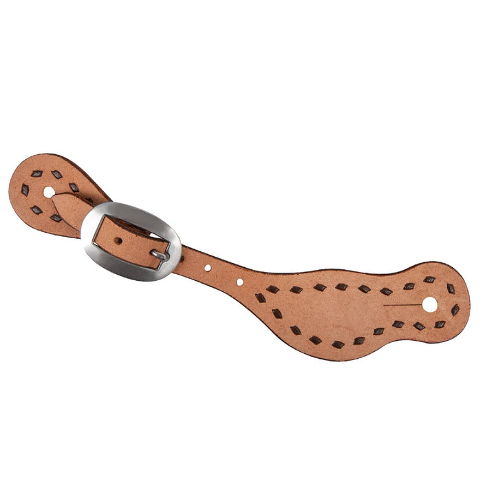 Martin Saddlery Alpine Spur Straps Tack - Spur Straps Martin Saddlery Natural Roughout w/Buckstitch