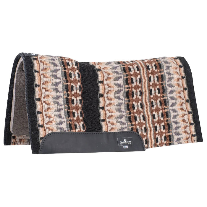 Classic Equine Contour Wool Top Felt Pad - 34"x38" Tack - Saddle Pads Classic Equine 1/2" Black/Steel Grey