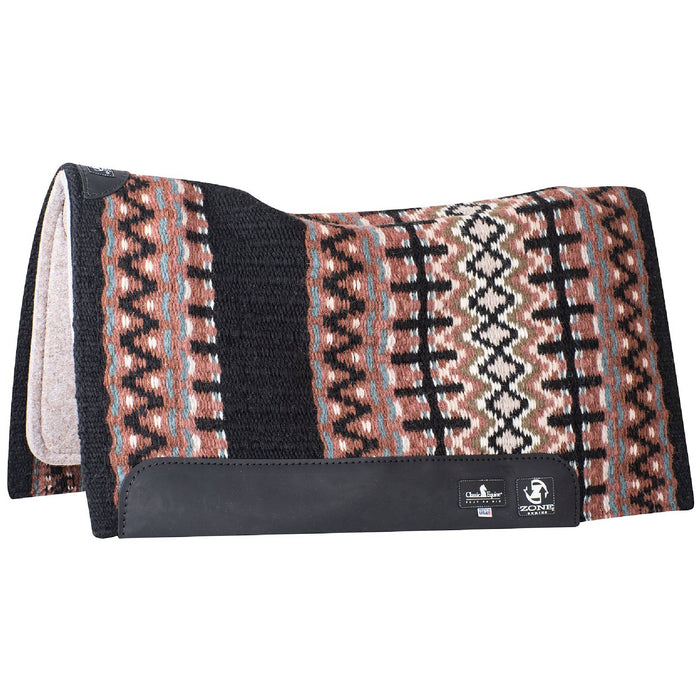 Classic Equine Zone Wool Top Pad 34"x38" Tack - Saddle Pads Classic Equine 3/4" Black/Chestnut