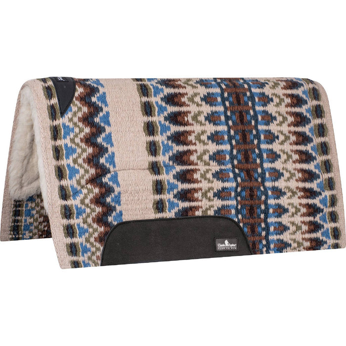 Classic Equine SensorFlex Wool Top Pad - 34"x38" Tack - Saddle Pads Classic Equine Latte/Moss Green