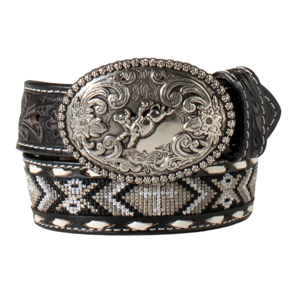 Nocona Kid's Black Embroidered Inlay Belt KIDS - Accessories - Belts M&F Western Products   
