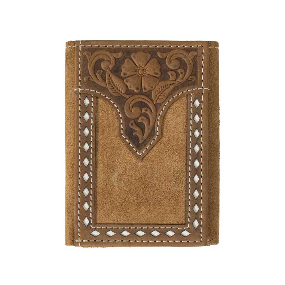 Nocona Roughout Floral Buck Lace Trifold Wallet MEN - Accessories - Wallets & Money Clips M&F Western Products   