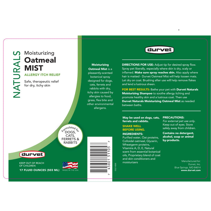 Durvet Oatmeal Mist Pets - Cleaning & Grooming Durvet