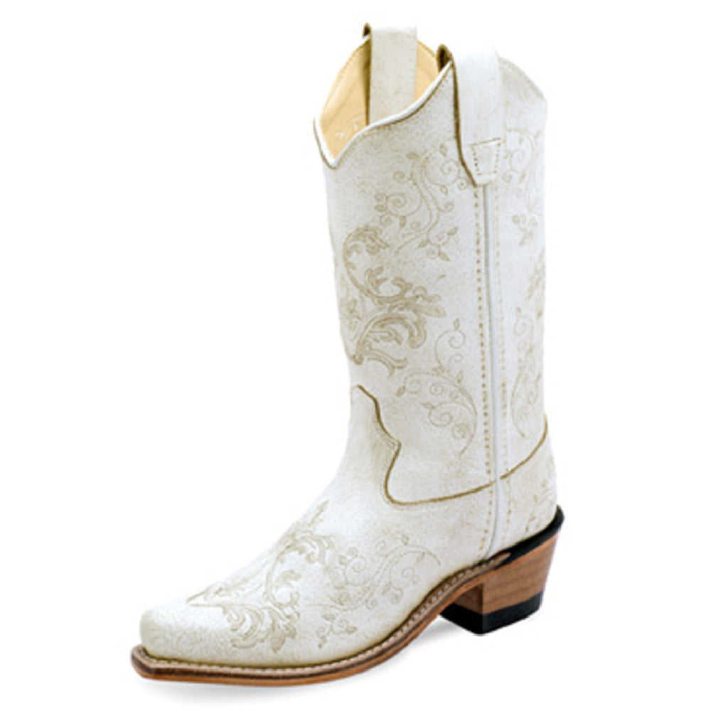 Old West Girl's White Leather Boots KIDS - Girls - Footwear - Boots Jama Corporation   