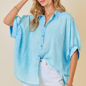 Oversized Button Down Shirt WOMEN - Clothing - Tops - Short Sleeved Day + Moon   