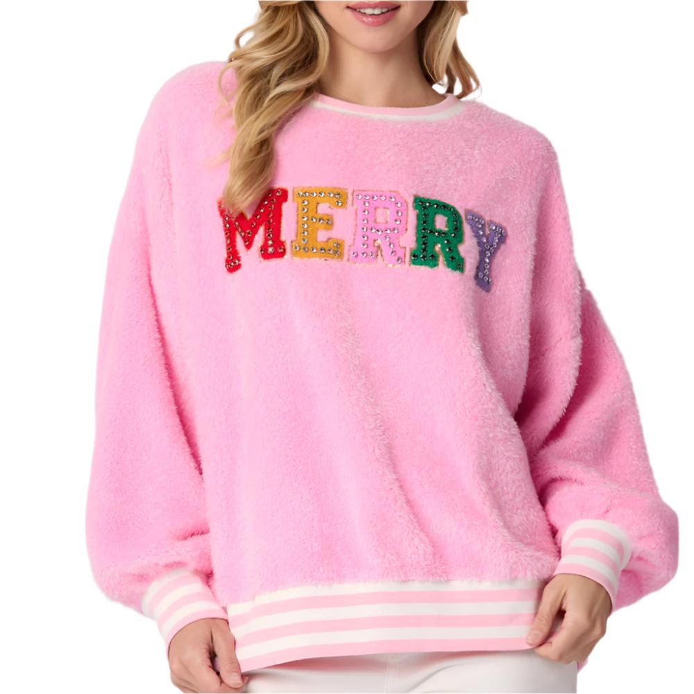 Oversized "Merry" Fur Sweatshirt WOMEN - Clothing - Pullovers & Hoodies Peach Love California   