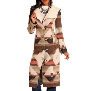 Powder River Women's Aztec Jacquard Long Wool Coat