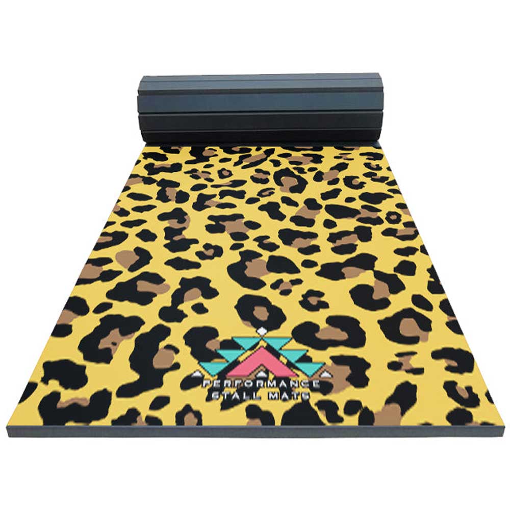 5x10ft Leopard Print Roll-Up Stall Mat Barn - Accessories Performance Stall Mats