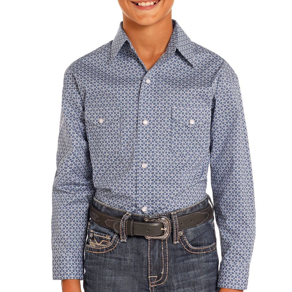 Panhandle Boy's Geo Print Stretch Shirt KIDS - Boys - Clothing - Shirts - Long Sleeve Shirts Panhandle   