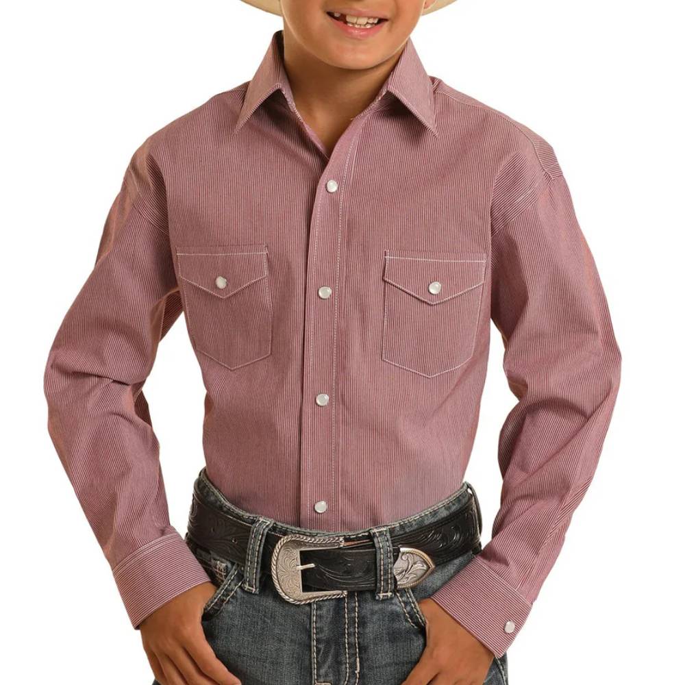 Panhandle Boy's Western Pinstripe Print Shirt