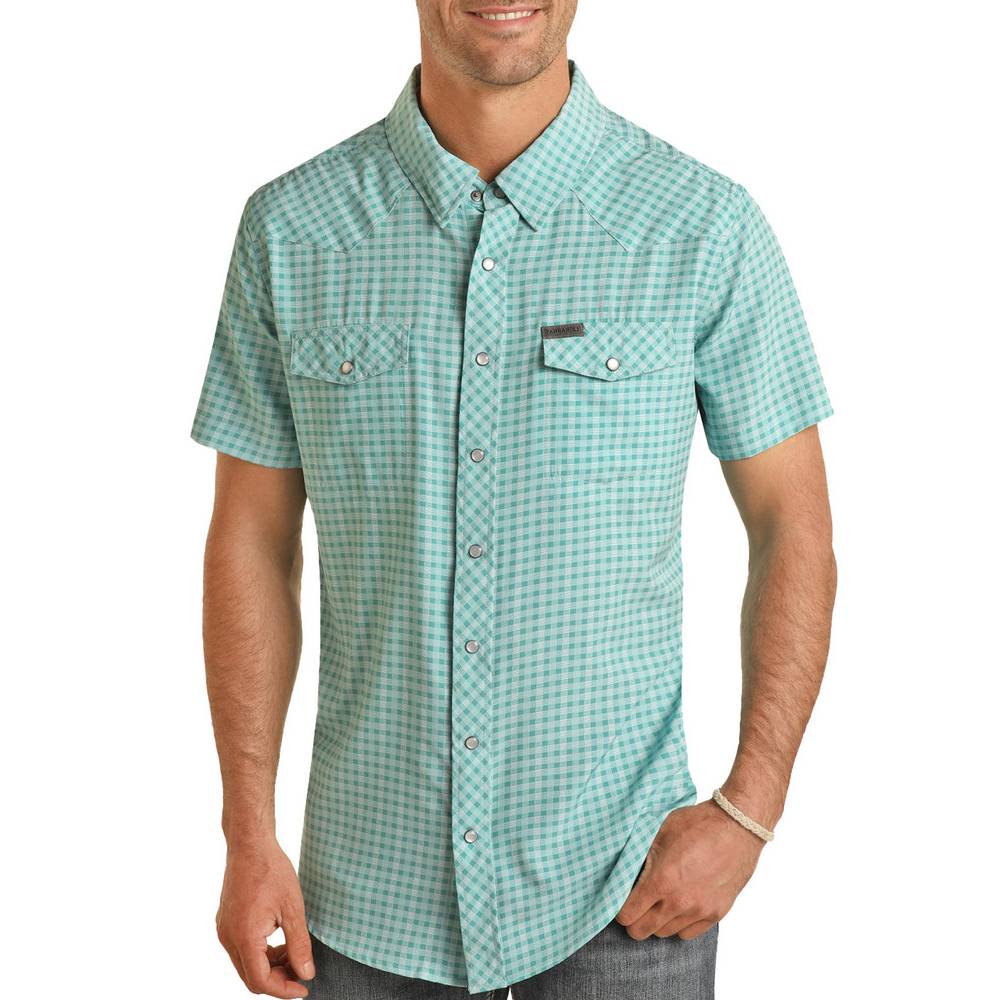 Panhandle Men's Turquoise Check Shirt MEN - Clothing - Shirts - Short Sleeve Shirts Panhandle   