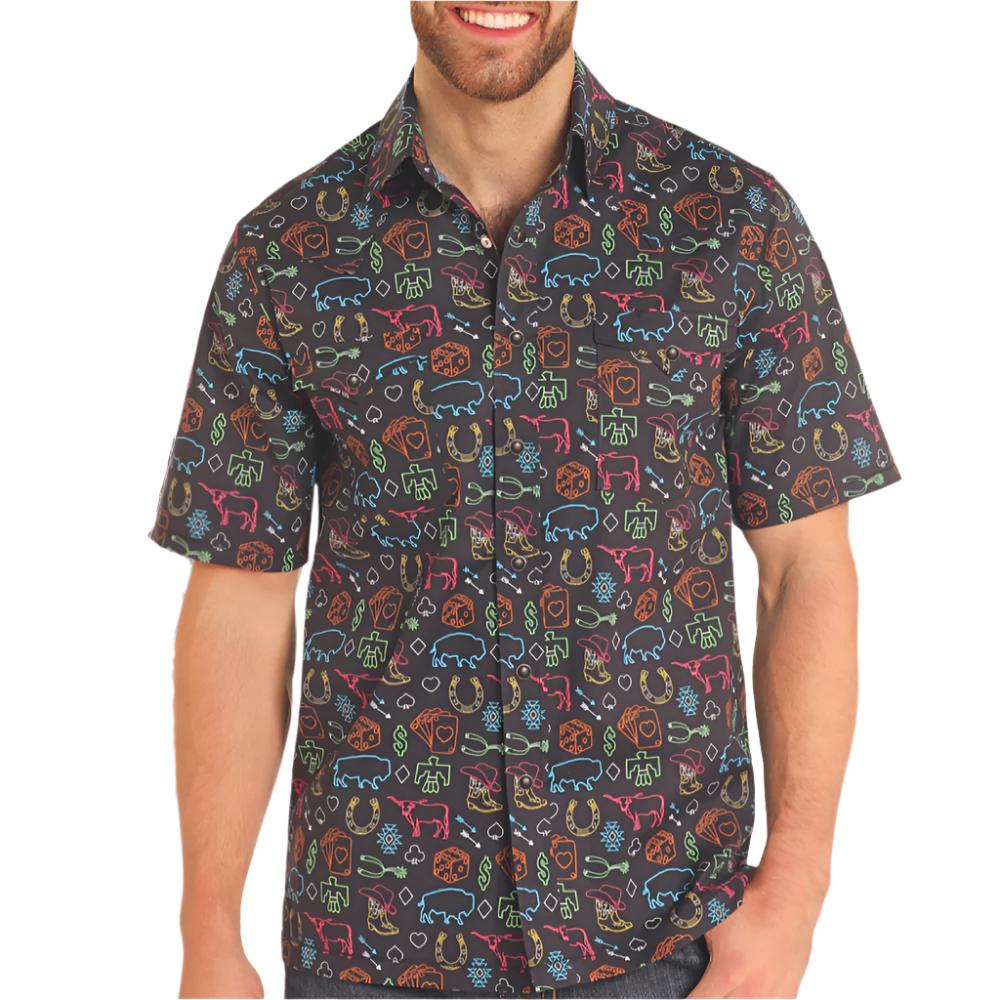 Panhandle Men's Neon Novelty Print Shirt L