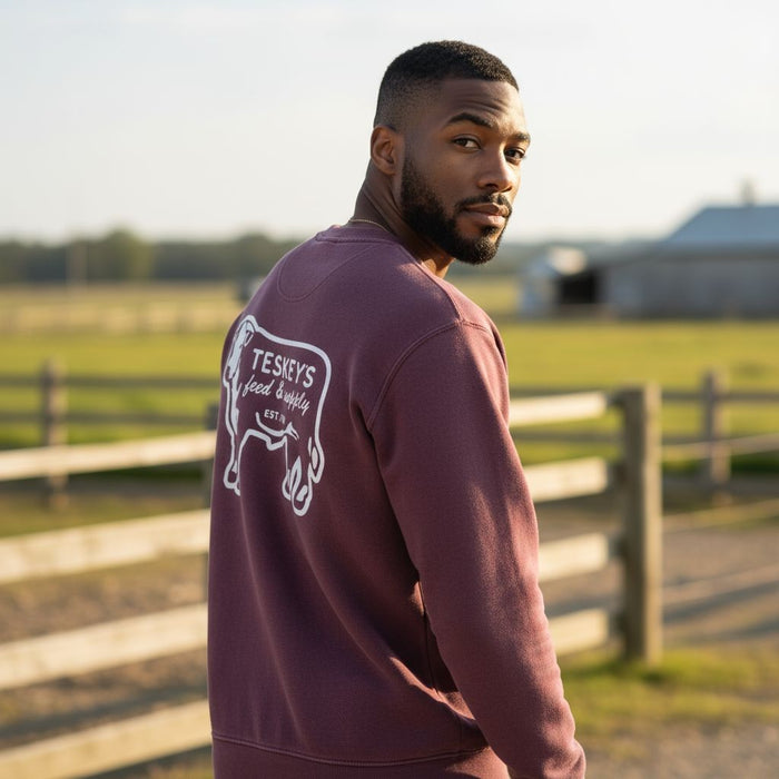 Teskey's Feed & Supply Crewneck Sweatshirt - Maroon