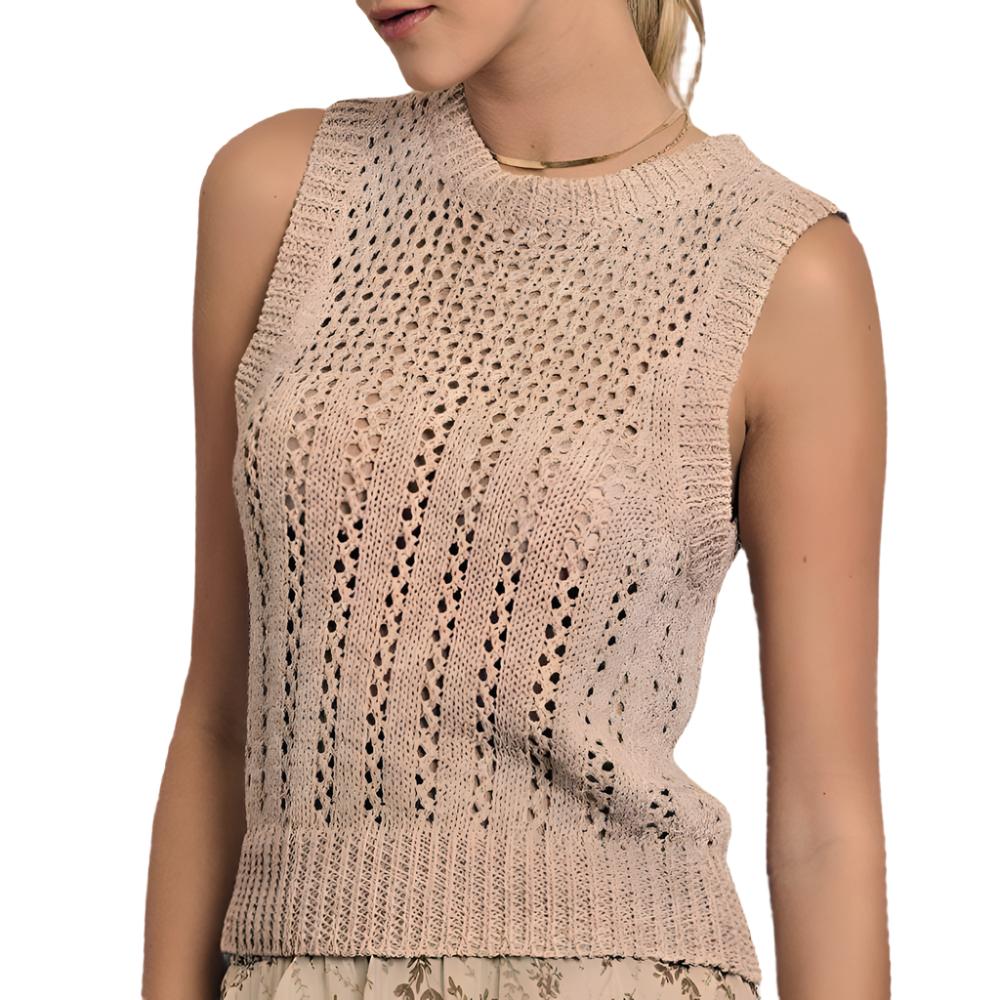 Pointelle Knit Sweater Top WOMEN - Clothing - Tops - Sleeveless Illa Illa   