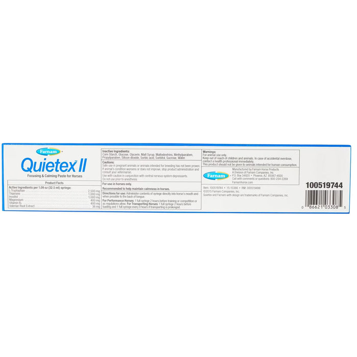 Farnam Quietex II Paste, 1.09ml Syringe Equine - Supplements Farnam