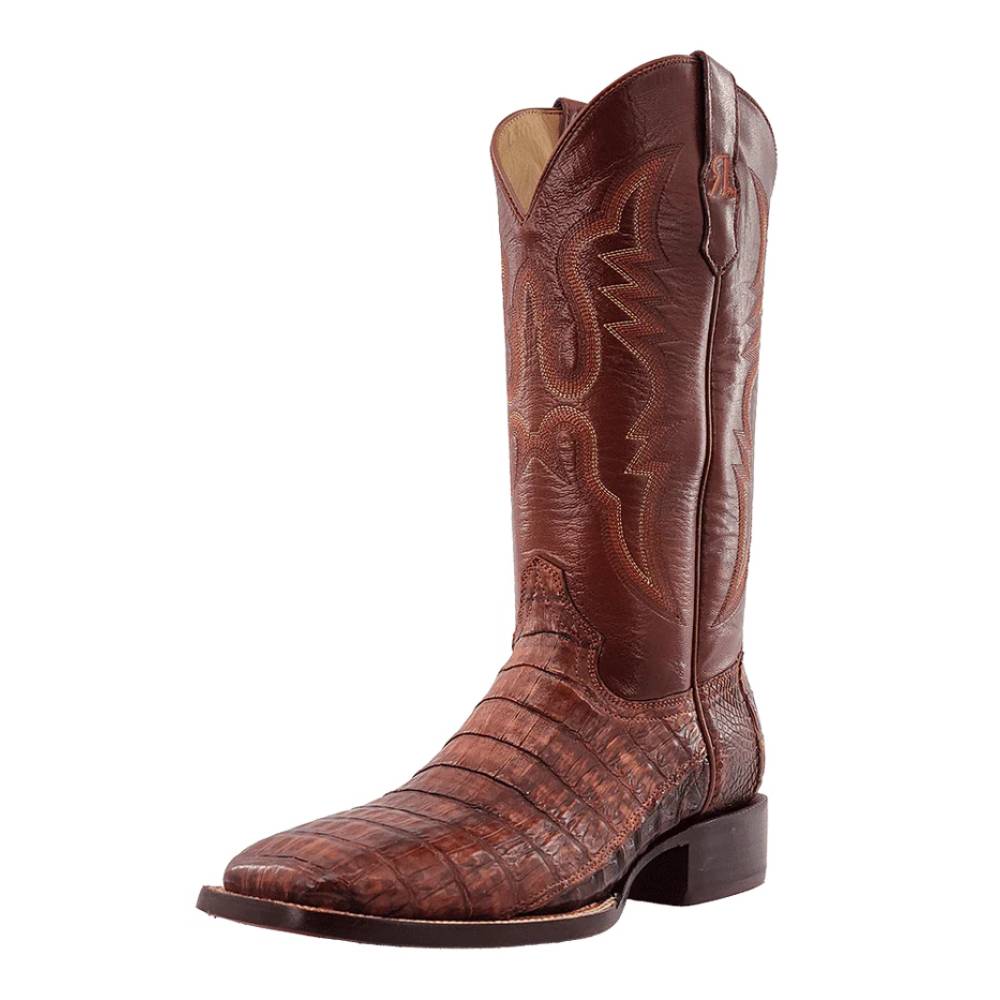 R.Watson Men's Cognac Caiman Tail - FINAL SALE MEN - Footwear - Exotic Western Boots R Watson   