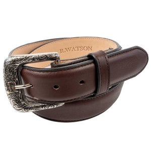 R. Watson Chocolate Calf Skin Belt MEN - Accessories - Belts & Suspenders R Watson   