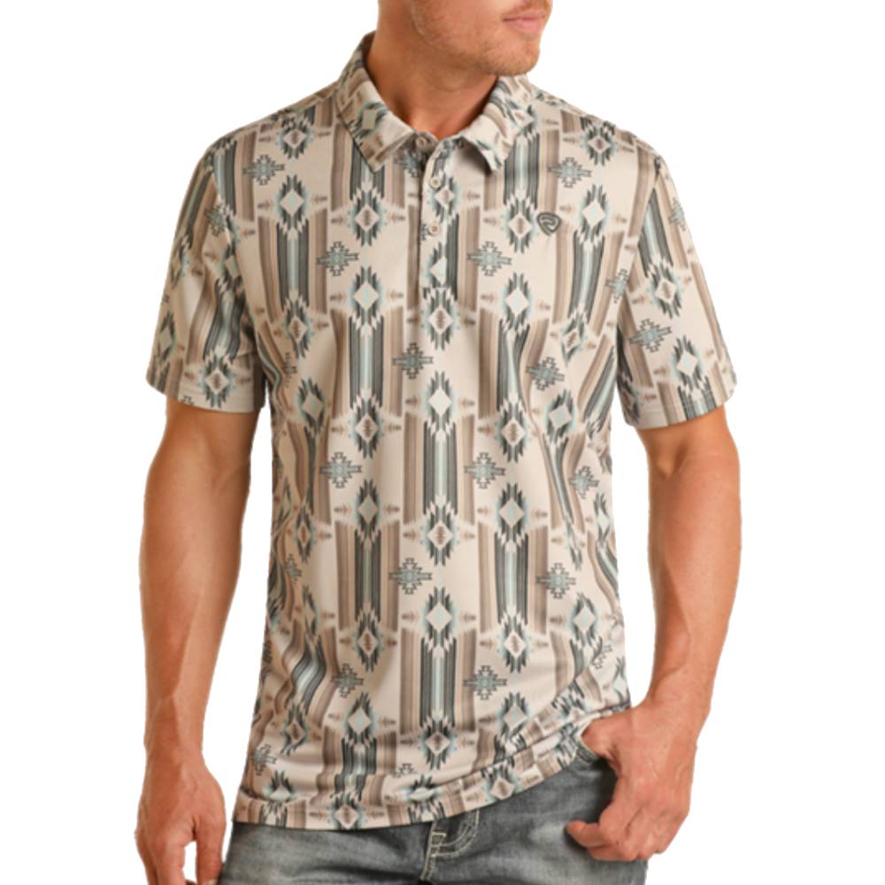 Rock & Roll Denim Men's Aztec Print Polo MEN - Clothing - Shirts - Short Sleeve Shirts Panhandle   