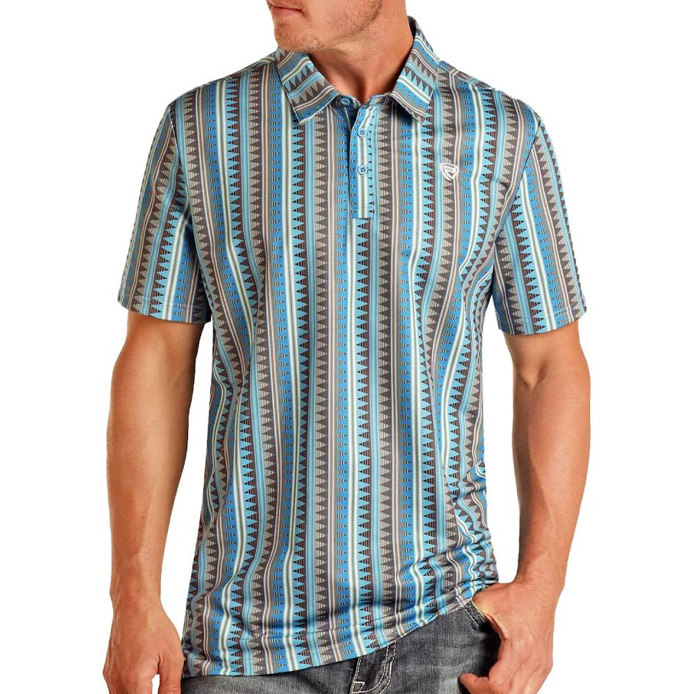 Rock & Roll Denim Men's Aztec Stripe Polo MEN - Clothing - Shirts - Short Sleeve Shirts Panhandle   