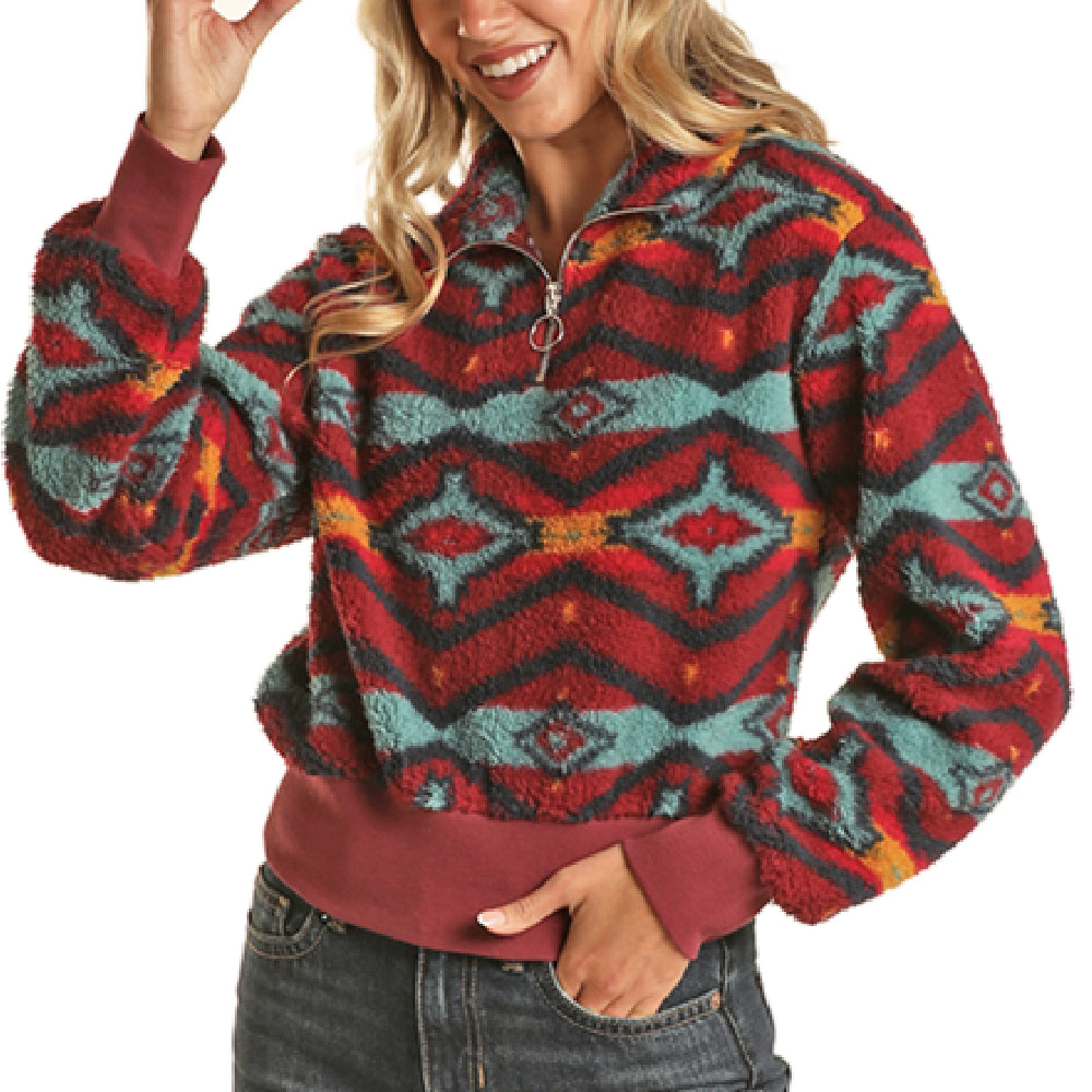 Rock & Roll Denim Women's Sherpa Aztec Pullover WOMEN - Clothing - Sweaters & Cardigans Panhandle   