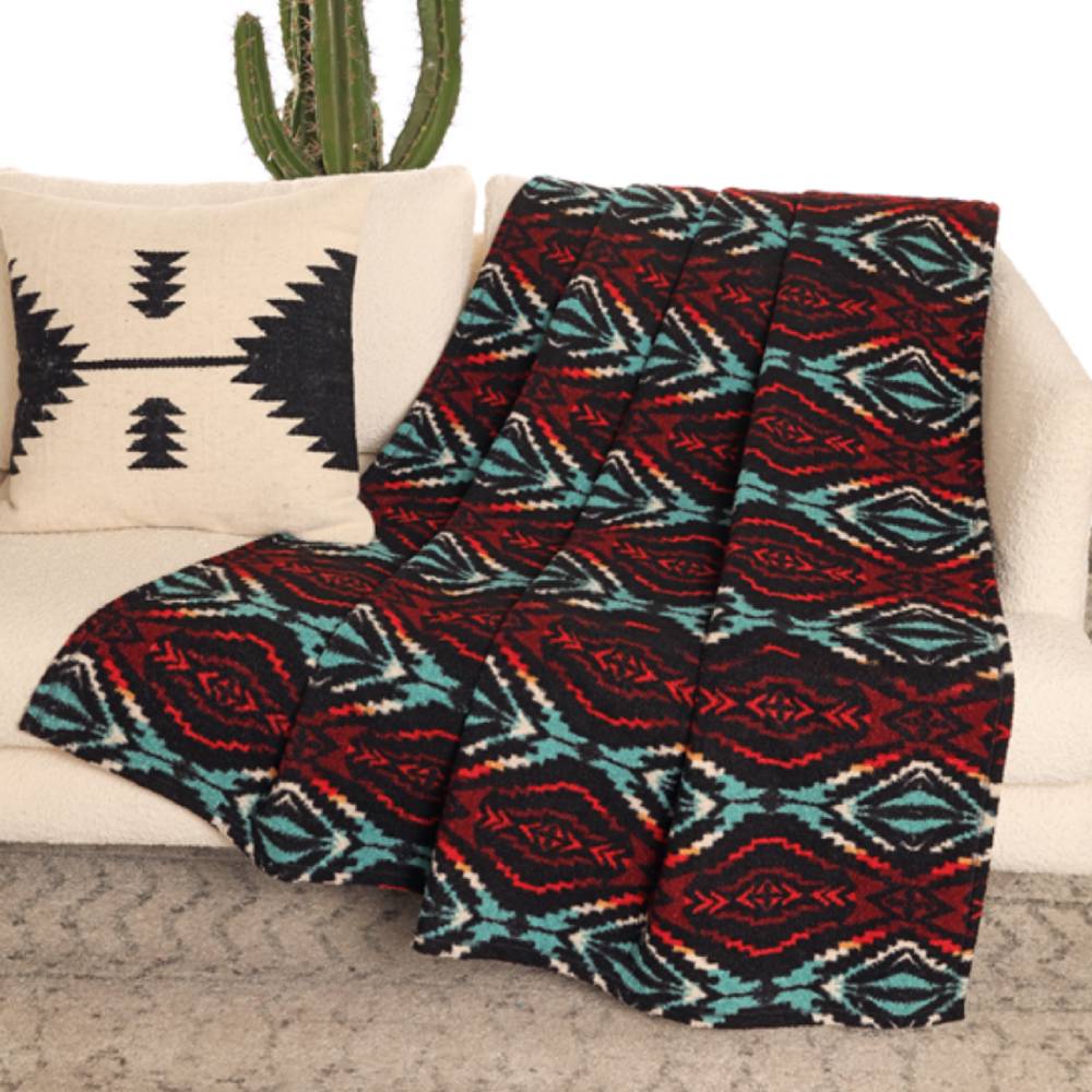 Rock & Roll Denim Aztec Printed Berber Blanket HOME & GIFTS - Home Decor - Blankets + Throws Panhandle   