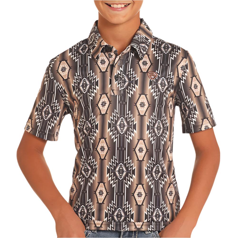 Rock & Roll Denim Boy's Aztec Print Polo KIDS - Boys - Clothing - Shirts - Short Sleeve Shirts Panhandle   