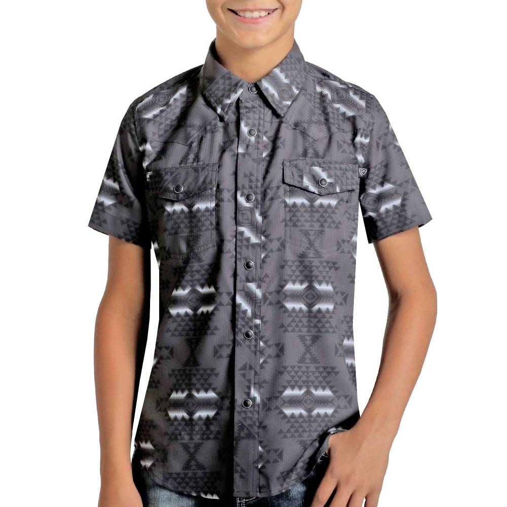 Rock & Roll Denim Boy's Aztec Tek Shirt KIDS - Boys - Clothing - Shirts - Short Sleeve Shirts Panhandle   