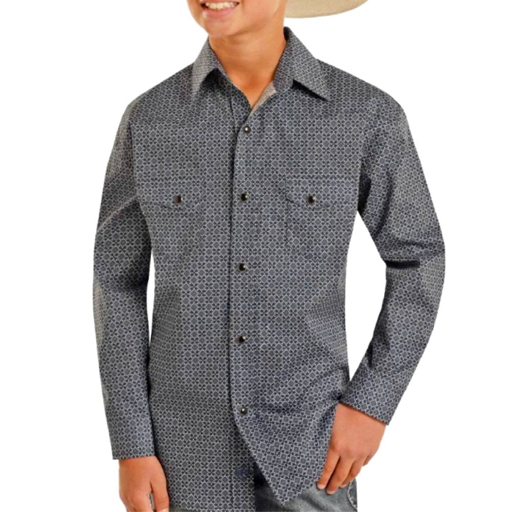 Rock & Roll Denim Boy's Geo Print Pearl Snap Shirt KIDS - Boys - Clothing - Shirts - Long Sleeve Shirts Panhandle   