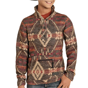 Rock & Roll Denim Boy's Henley Aztec Jacquard Pullover KIDS - Boys - Clothing - Sweatshirts & Hoodies Panhandle   