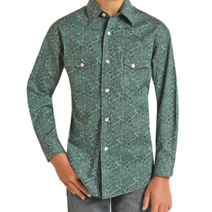 Rock & Roll Denim Boy's Paisley Snap Shirt - FINAL SALE KIDS - Boys - Clothing - Shirts - Long Sleeve Shirts Panhandle   