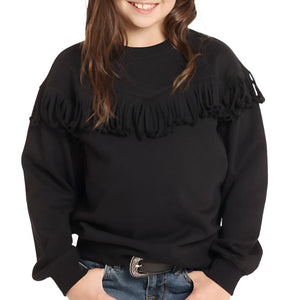 Rock & Roll Denim Solid Fringe Pullover KIDS - Girls - Clothing - Sweatshirts & Hoodies Panhandle   