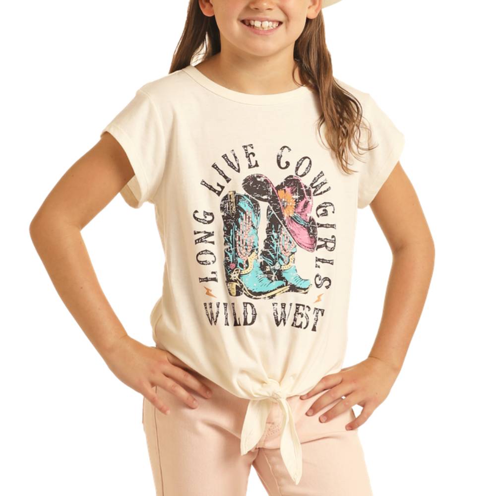 Rock & Roll Denim Girl's "Long Live Cowgirls" Tie Tee KIDS - Girls - Clothing - T-Shirts Panhandle   
