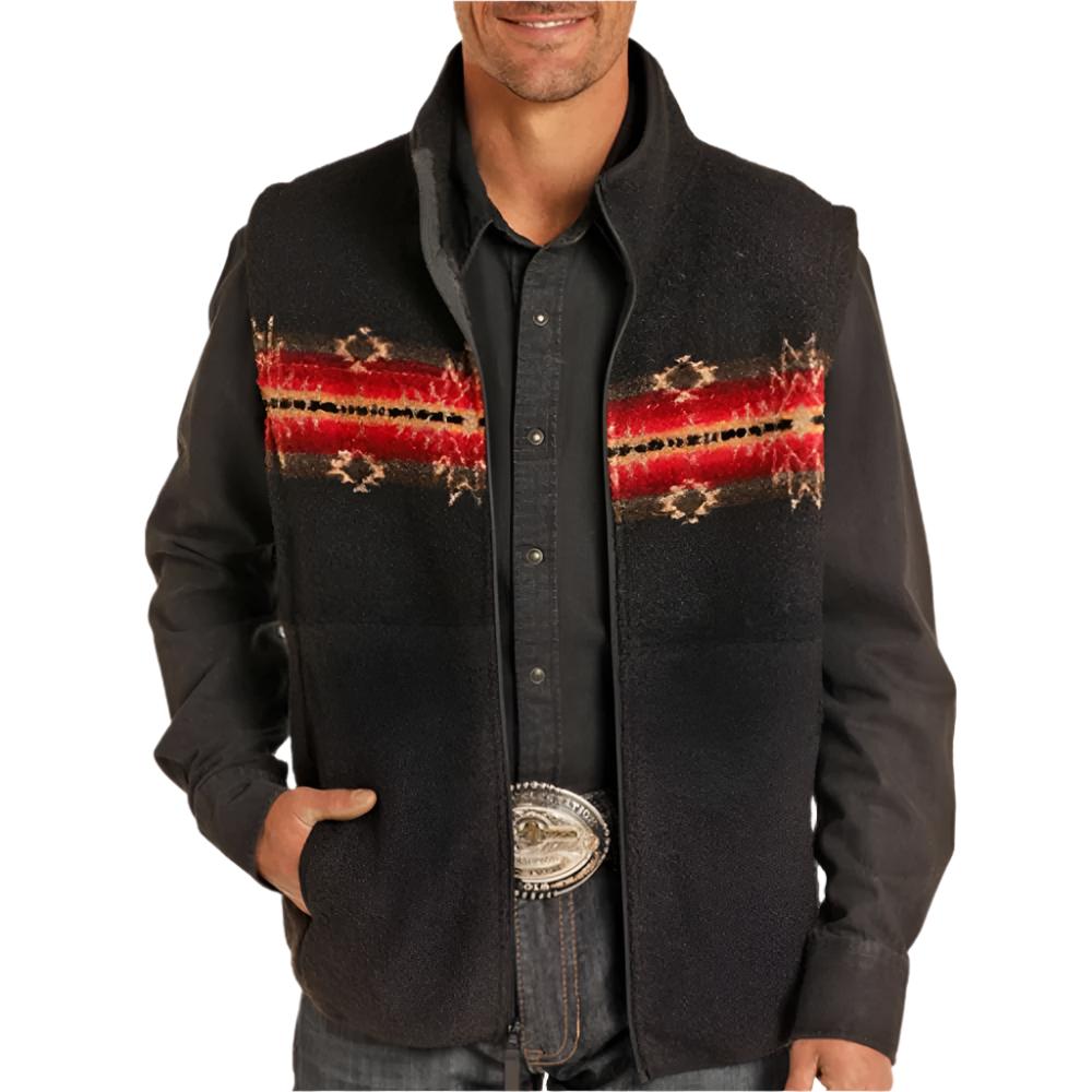 ROCK & ROLL COWBOY MEN'S AZTEC BERBER PULLOVER - TURQUOISE BM91C01938 ROCK & ROLL COWBOY MEN'S AZTEC BERBER PULLOVER - TURQUOISE BM91C01938