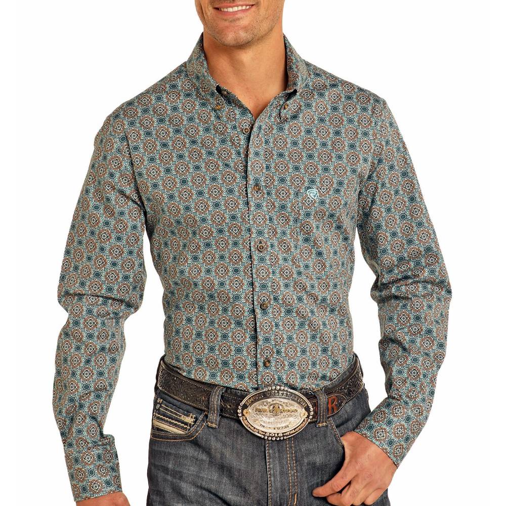 Rock & Roll Denim Men's Medallion Print Shirt MEN - Clothing - Shirts - Long Sleeve Shirts Panhandle   