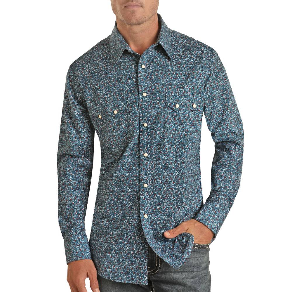 mens retro dress shirts Rock & Roll Denim Men's Vintage Floral Shirt