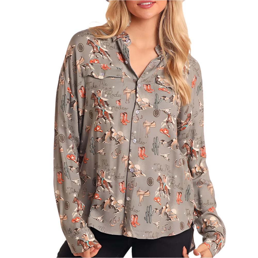 Rock & Roll Denim Women's Retro Conversational Shirt WOMEN - Clothing - Tops - Long Sleeved Panhandle   